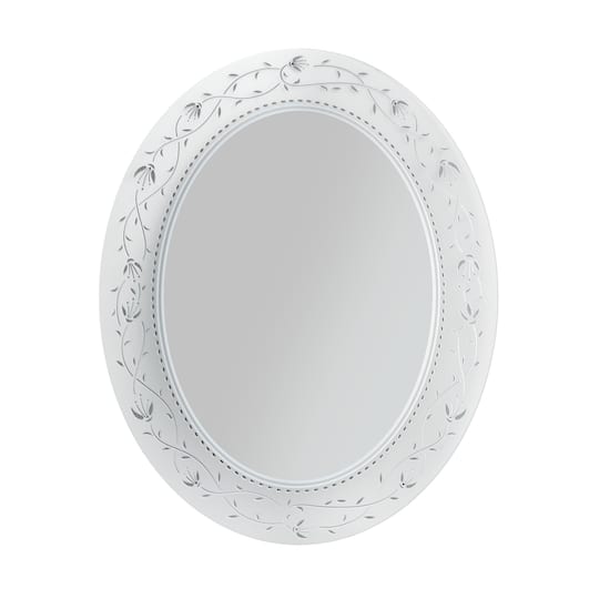 Head West Frosted Etched Tile Framed Oval Wall Vanity Mirror - 23" x 29"